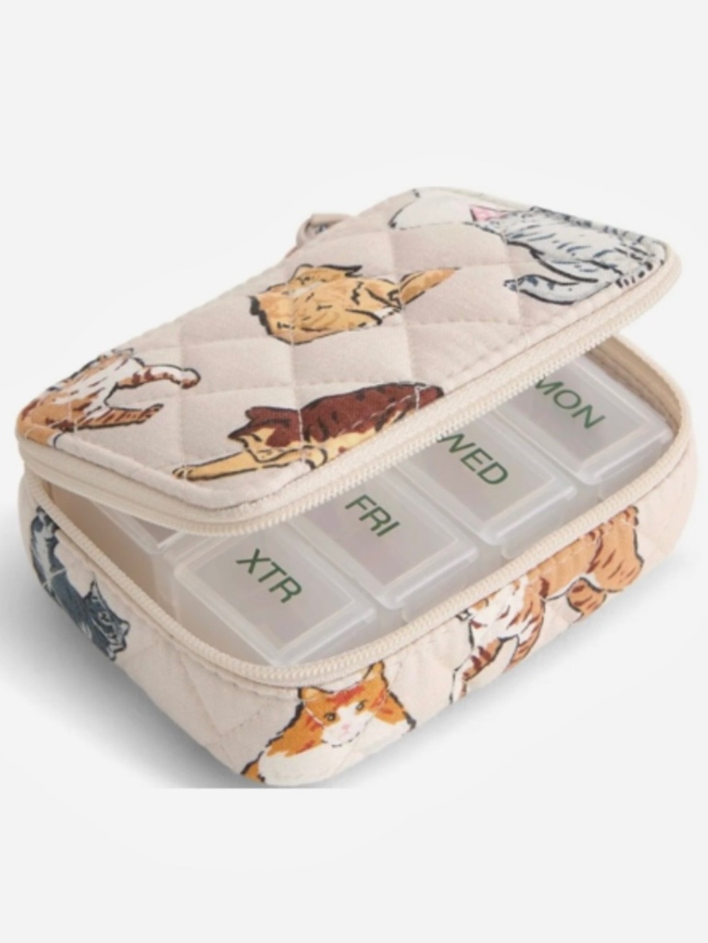 Vera Bradley Cotton Essential Travel Pill Case in A Cat’s Life Pattern - New